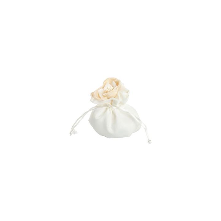 Sacchetto portaconfetti bianco con fiore