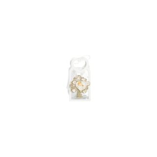 Bustina in PU bianca con manico cuore con magnete bimbo comunione oro
