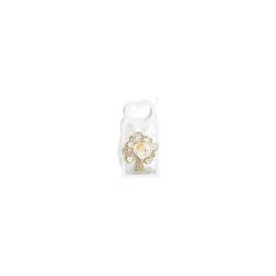 Bustina in PU bianca con manico cuore con magnete bimbo comunione oro con sacchetto bianco piccolo