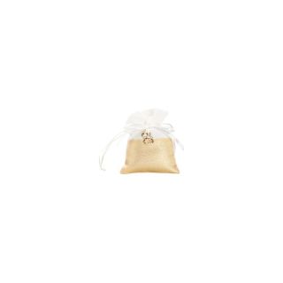 Sacchetto bianco e oro con pendente con strass