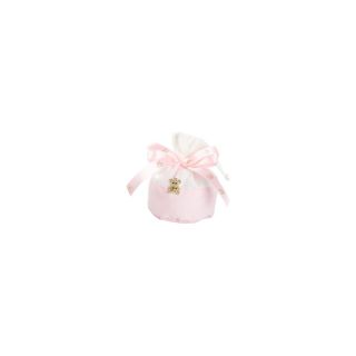 Sacchetto rosa bicolor con nastro ino e pendente orsetto
