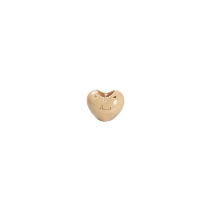 Candela a cuore porcellana tortora con frase