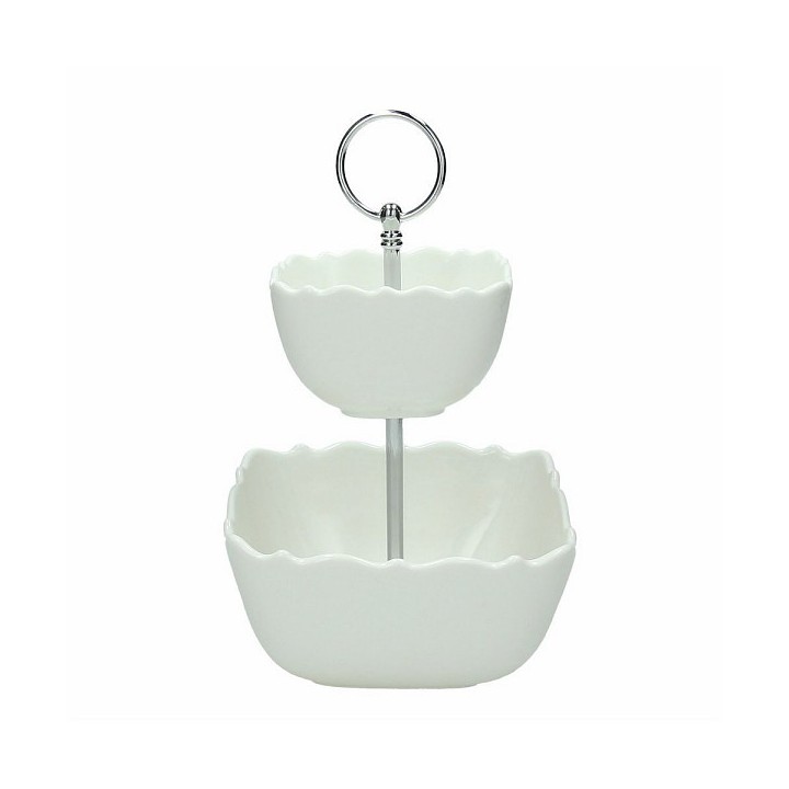 Alzata quadra 2 ripiani kalika bianco 14 x 14 x 24 cm |…