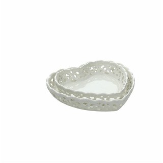 Set 2 cestini 21 / 26 cm cuore avorio | CarinCasa