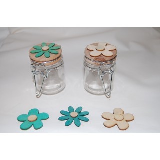 Decorazione in legno a forma di fiore color tiffany