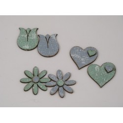 Decorazioni in legno assortite effetto jeans