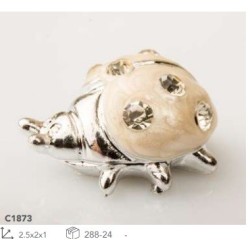 Coccinella in resina 2,5cm bianca con strass