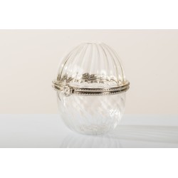 Ovetto vetro soffiato con apertura in metallo h6,5cm