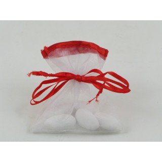 Sacchetto organza bordo raso rosso | CarinCasa