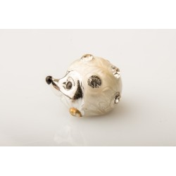 Riccio in resina bianco con strass 2cm