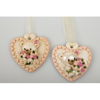 Appendino placchetta cuore orso rosa | CarinCasa