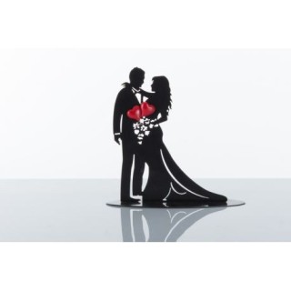Silhouette sopratorta sposi con magnete cuori portafoto