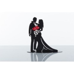 Silhouette sopratorta sposi con magnete cuori portafoto
