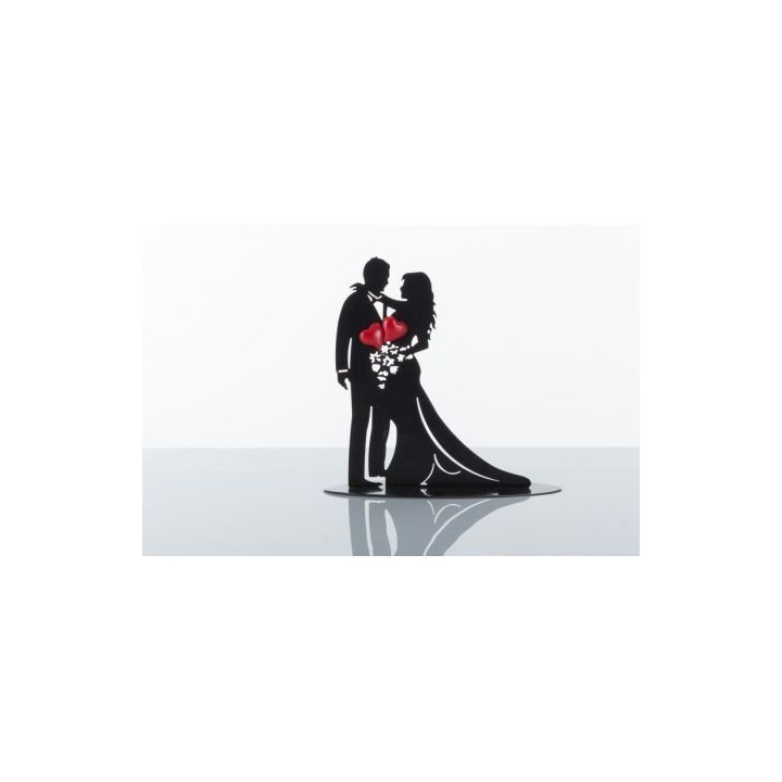 Silhouette sopratorta sposi con magnete cuori portafoto