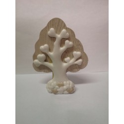 Albero della vita  con cuori in porcelana  su legno  10,5x2,5x14,5 cm.