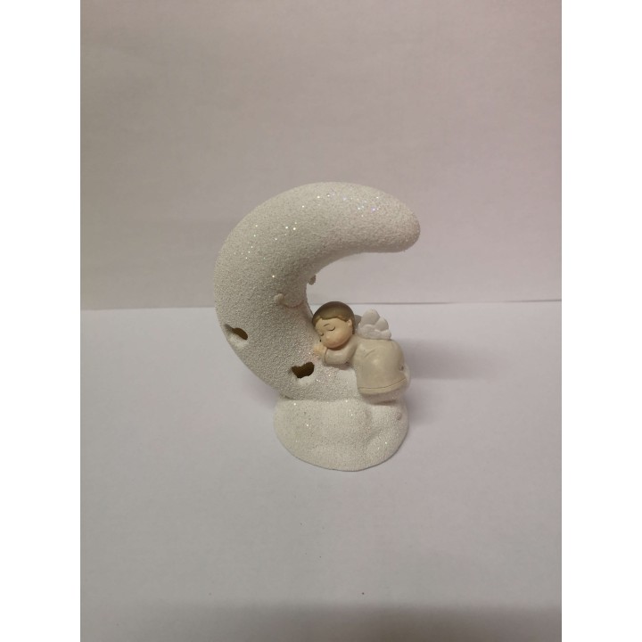 Angelo che dorme su luna con led in resina 5,5 x 4,5 x 8,2…