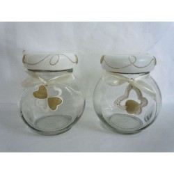 Barattolo vetro 2 assortiti farfalla e quadrifoglio 10x8x10x5cm