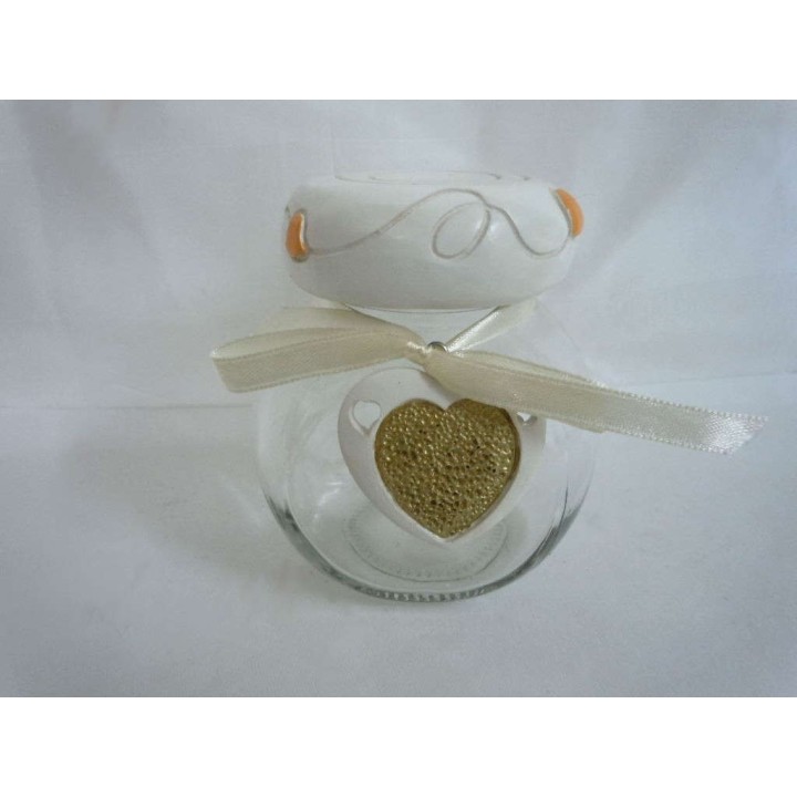 Barattolo vetro e resina con ciondolo cuore 8x7x9,5cm |…