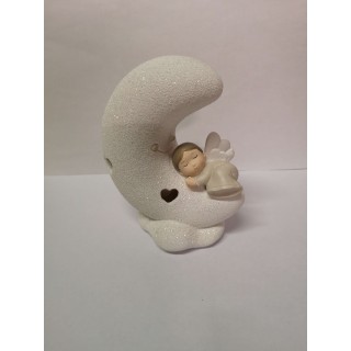 Angelo che dorme su luna con led in resina 9 x 5,5 x 11,5…