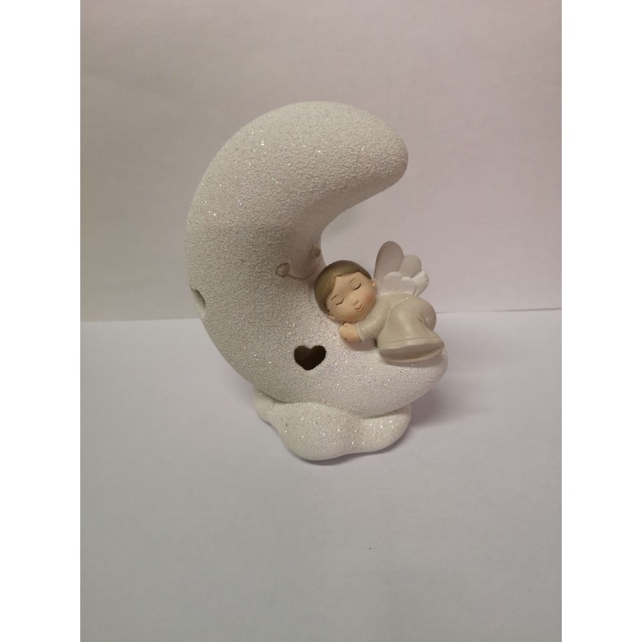 Angelo che dorme su luna con led in resina 9 x 5,5 x 11,5…