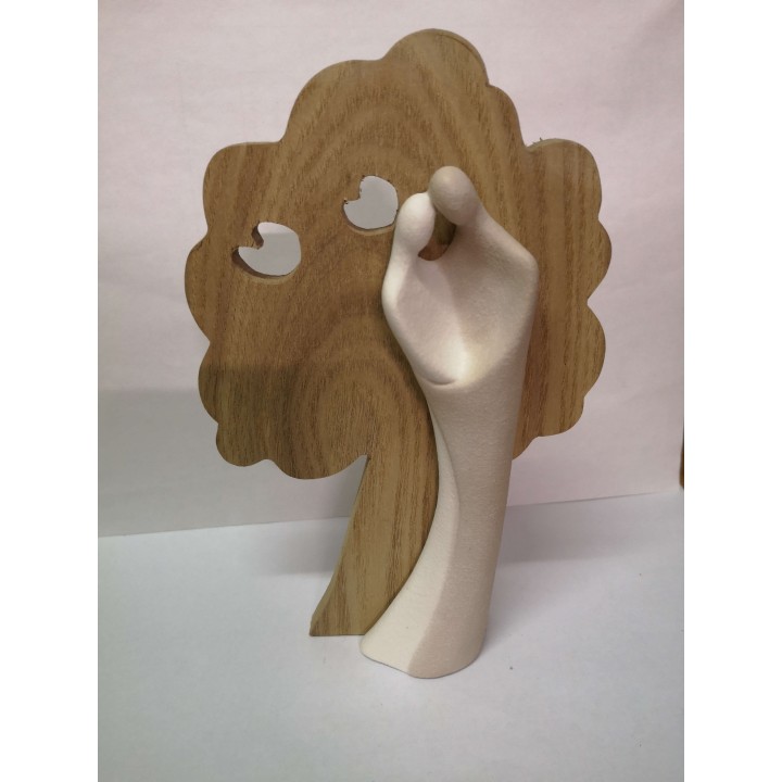 Coppia sposi in porcellana su albero in legno 12,5 x 3 x…
