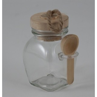 Barattolo portaspezie vetro legno cucchiaino 9x7 cm |…