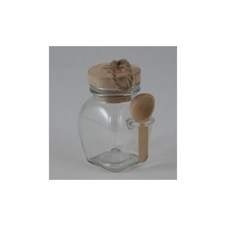 Barattolo portaspezie vetro legno cucchiaino 9x7 cm |…