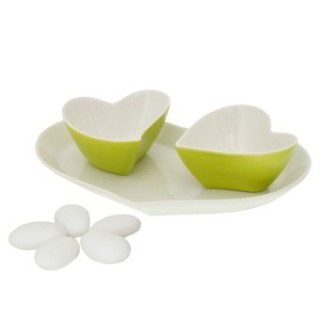 Set 2 pezzi cuore con piatto green 19 x 12,5 cm | CarinCasa