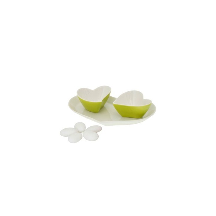 Set 2 pezzi cuore con piatto green 19 x 12,5 cm | CarinCasa