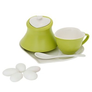 Zuccheriera con tazza + piatto green 18,5 x 15,5 cm |…