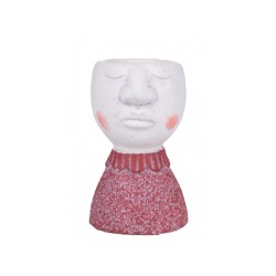 Vaso testa donna h.15,5 cm. Pink