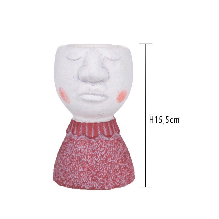 Vaso testa donna h.15,5 cm. Pink | CarinCasa