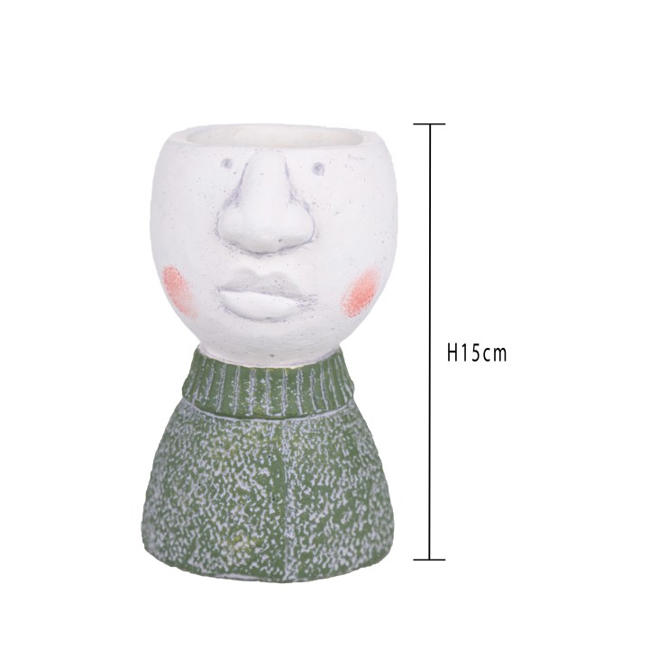 Vaso testa uomo h.15,5 cm.green | CarinCasa
