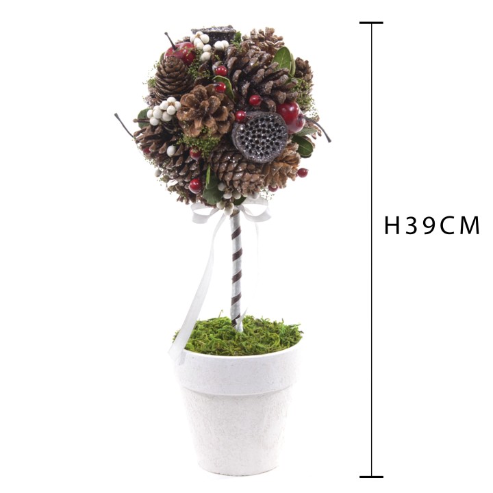 Albero sfera con pigne e bacche 39 cm | CarinCasa