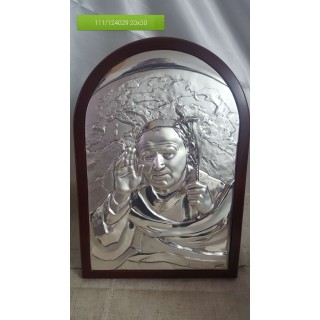 Sacro Papa wojtyla in argento massiccio retro legno |…