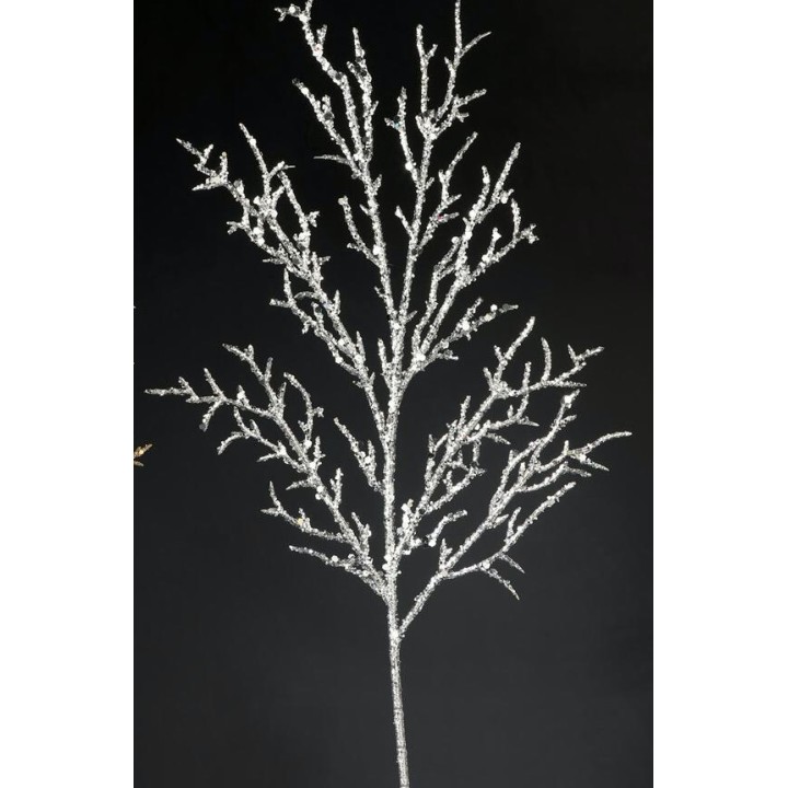 Ramo corallo argentato glitterato 62 cm | CarinCasa