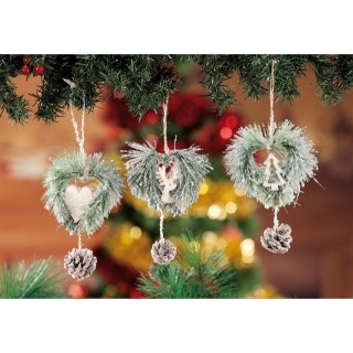 Decorazione natalizia in legno a forma di cuore da appendere