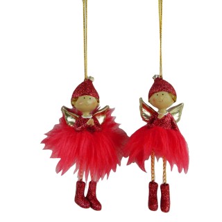 Addobbo angelo piccolo rosso 8 x 14 cm | CarinCasa