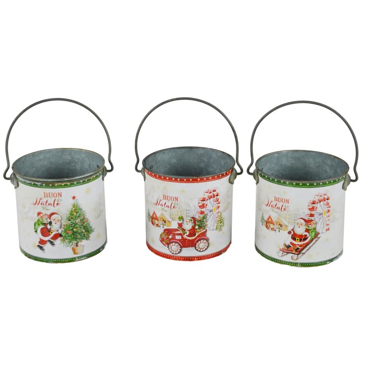 Secchiello buon natale verde/rosso assortiti 12 x 12 cm |…