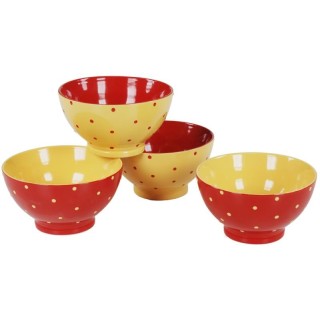 Scatola con 4 ciotole a pois assortiti 2 colori | CarinCasa