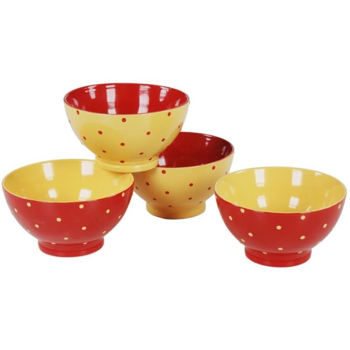 Scatola con 4 ciotole a pois assortiti 2 colori | CarinCasa
