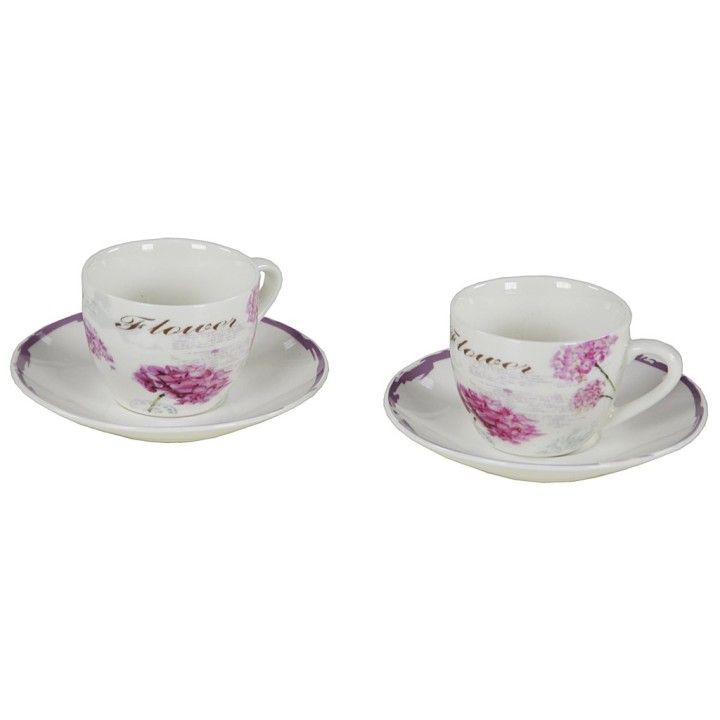 Servizio tazze 6 pezzi fiore rosa con piattino 5 x 8 cm |…