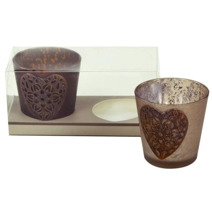 Scatola con 2 lumini vetro 7,5 cm | CarinCasa