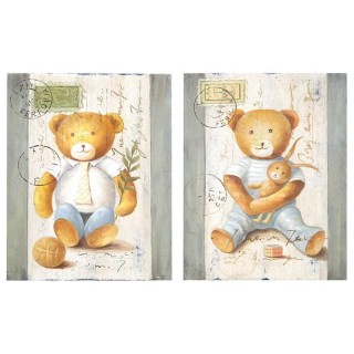 Set 2 quadri orsetto cm. 15 x 20 x 1,5 | CarinCasa