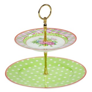 Alzata 2 ripiani bone china decoro fiori Ø cm. 26 h 24 |…