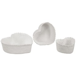 Cesto cuore cotone piccolo bianco cm. 13 x 11 h 7