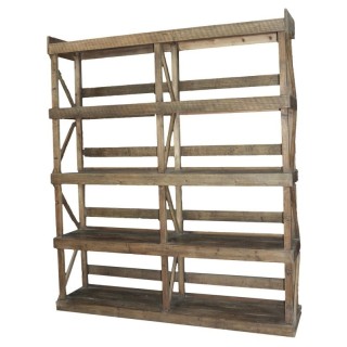 Libreria doppia 5 ripiani rustica cm. 180 x 40 h 210 |…