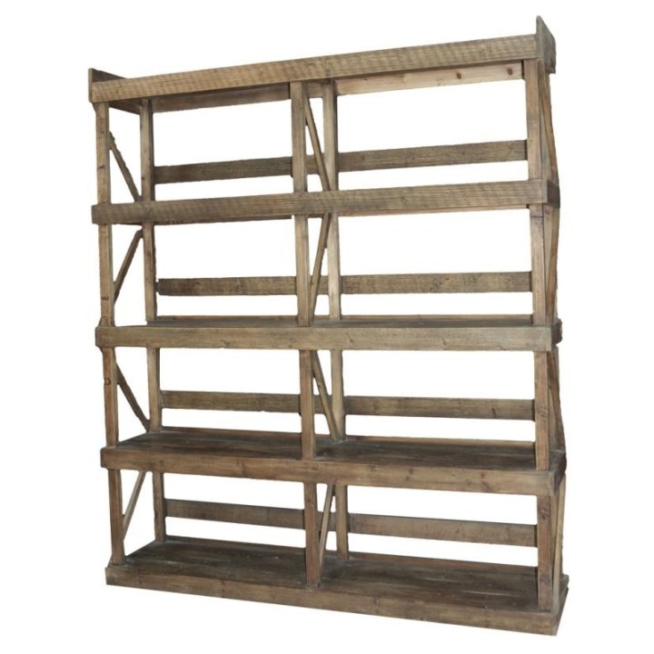 Libreria doppia 5 ripiani rustica cm. 180 x 40 h 210 |…