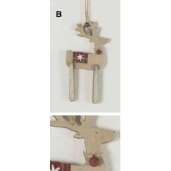 Renna snodata in legno da appendere