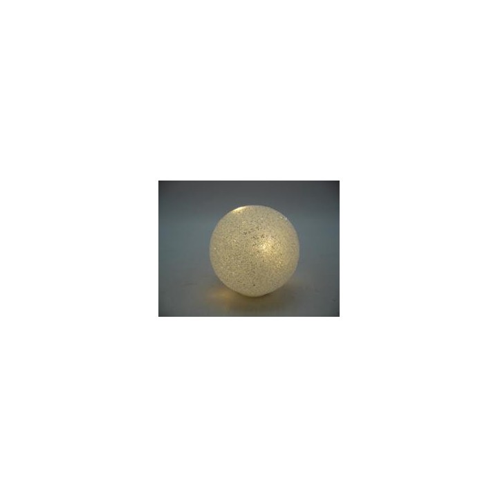 Sfera glitter white con led 10,5 cm | CarinCasa